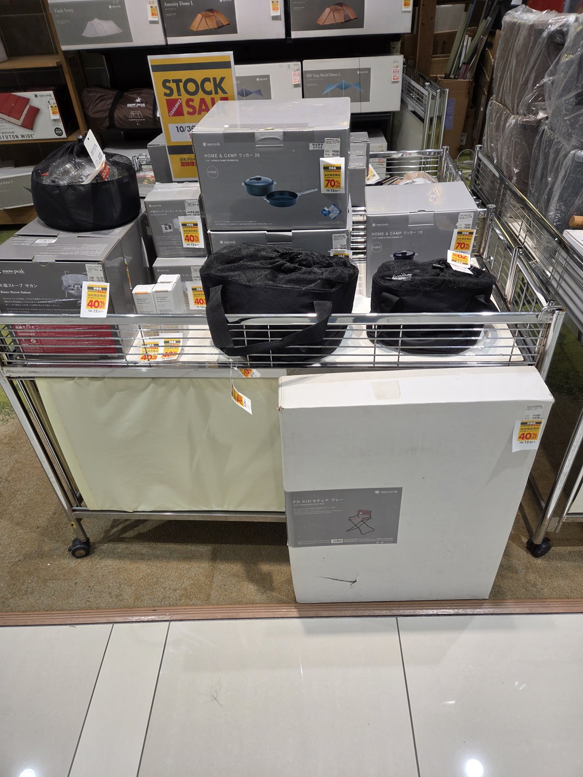STOCK SALEのワゴン HOME&CAMPクッカーなど